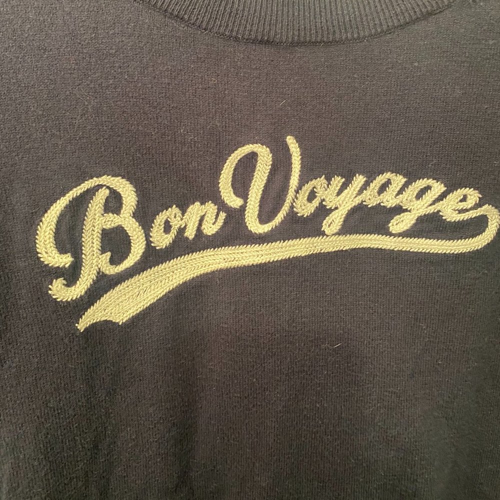 J. Crew Teddie Bon Voyage Navy Pullover Crewneck Sweatshirt Womens S